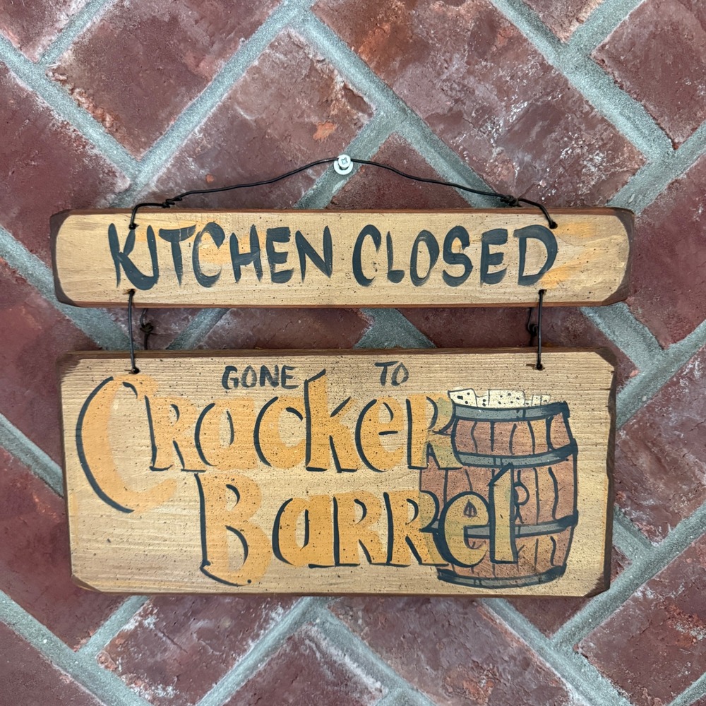 Kitchen Closed Gone to Cracker Barrel Wall Decor Brown Rustic Wood Sign‎